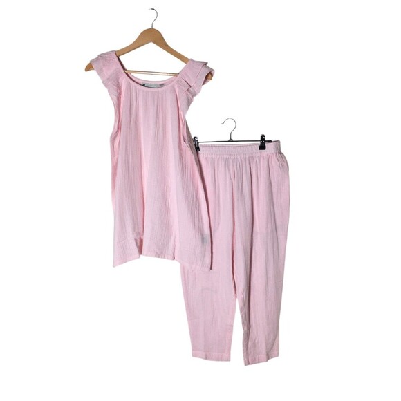 Ellas Simone Loungewear Set Womens Size Small Pink 100% Cotton Pajama Sleeveless - Picture 1 of 8
